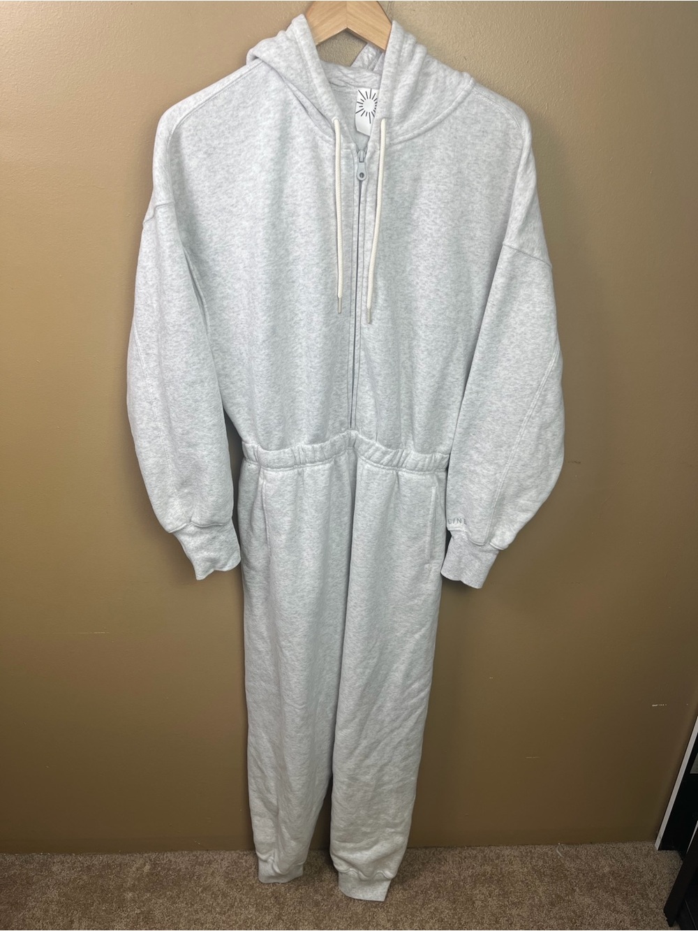 Aerie Offline Cloud Fleece Jumpsuit Light Heathered Grey Sz Medium